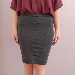 Charlotte Russe Charcoal Grey Stretchy Bodycon Skirt with Slit Women's M